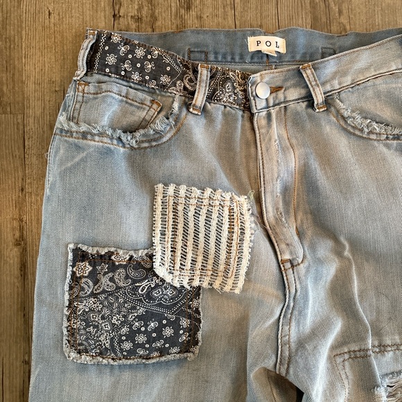 NEW 100% cotton shabby patchy farm worker jeans lagenlook boho patchwork denim - Picture 5 of 12